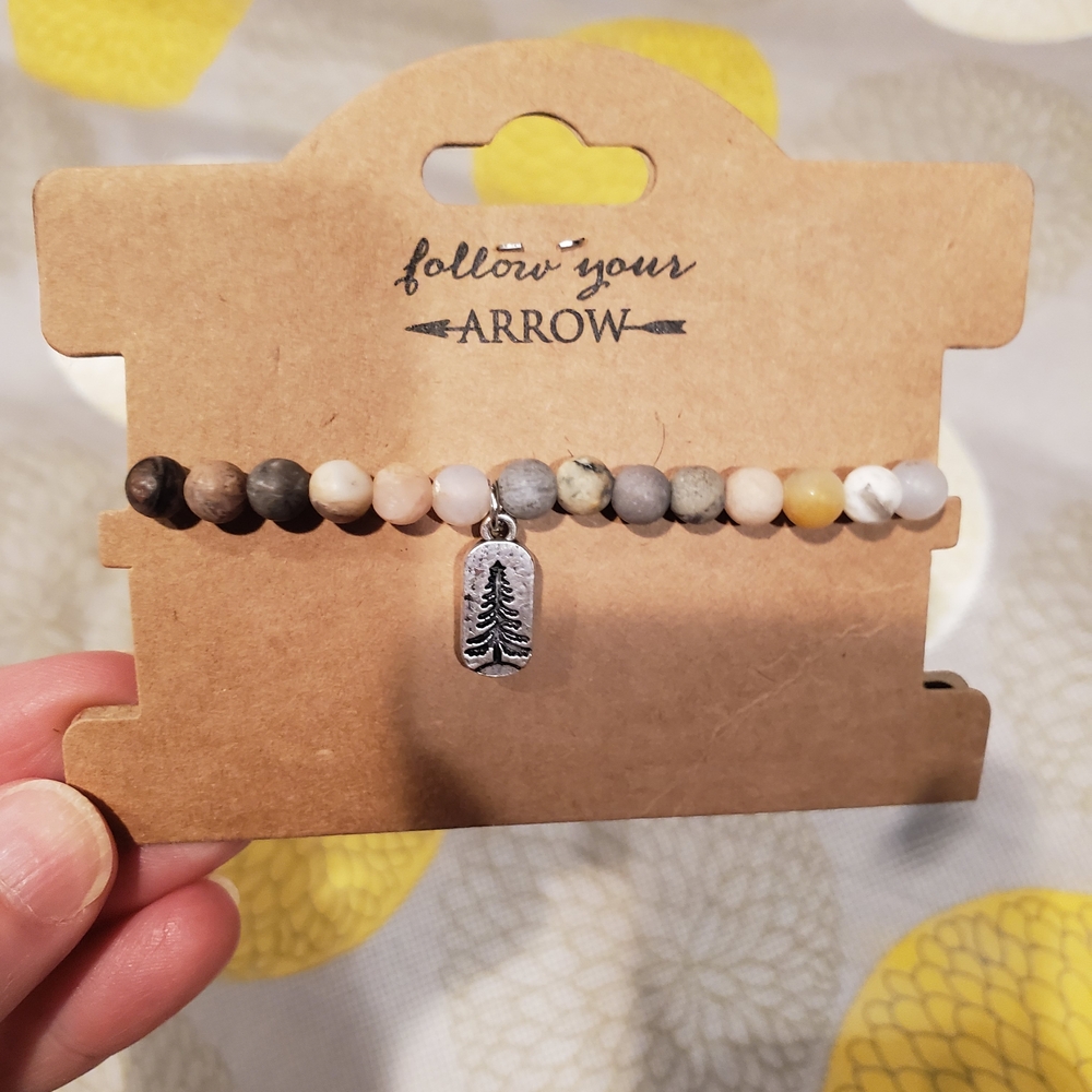 Beaded Bracelet with Tree Charm